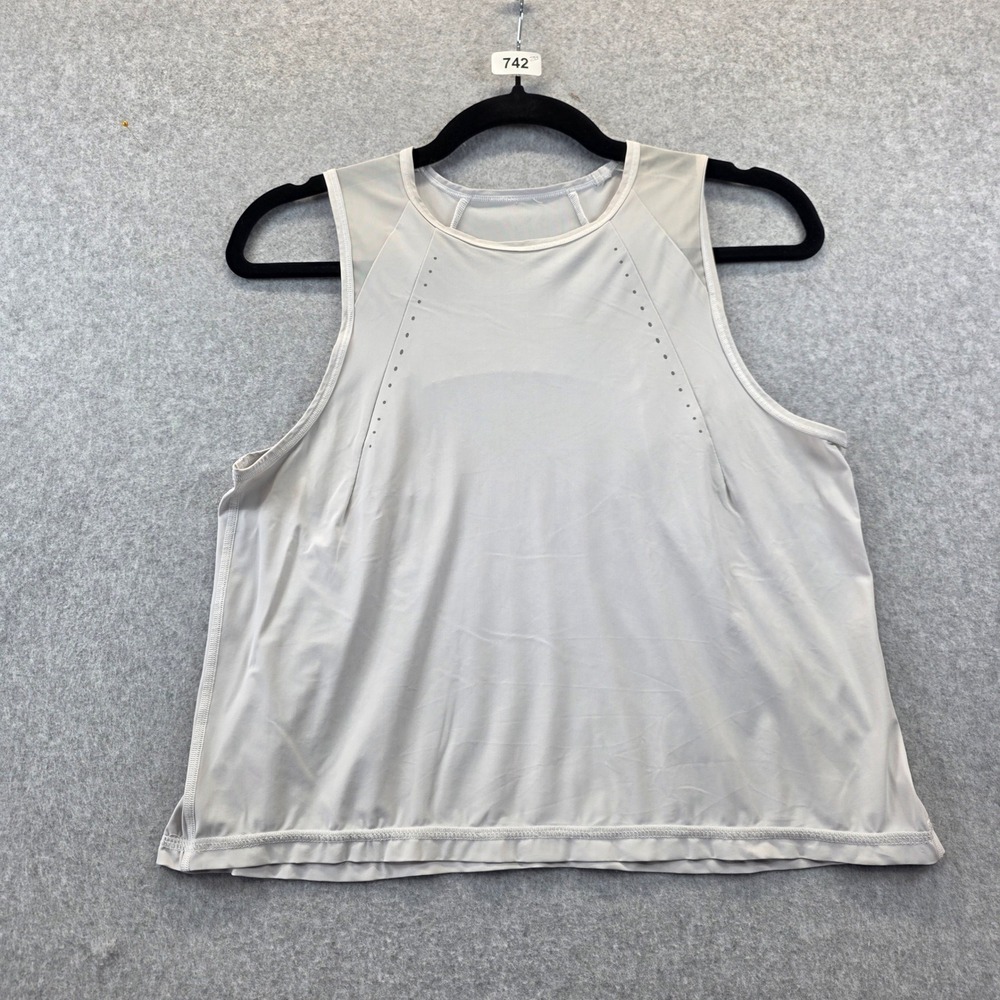Athletic‎ Mesh Back Pleated Tank Top Perforated Running Yoga Shirt Gray Womens L